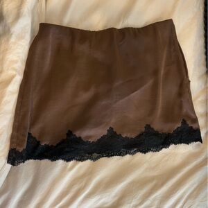 Abercrombie & Fitch Brown Chemise with Black Lace Trim
